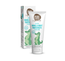 Pure Beginnings ekologiška dantų pasta su ksilitoliu ir kalciu, vanilės-mėtų skonis, vaikams nuo 3+ metų, 75 ml