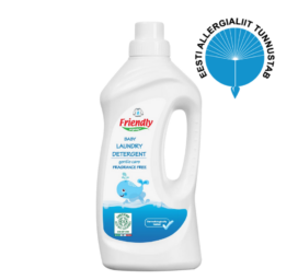 Friendly Organic biologiškai skaidus skalbimo gelis be kvapų alergiškiems žmonėms, šeimoms ir kūdikiams, 1000 ml