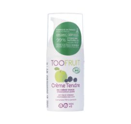 TOOFRUIT Creme Tendre ekologiškas lengvas veido kremas vaikams su obuoliais ir gervuogėmis normaliam ir riebiai odai, 30 ml
