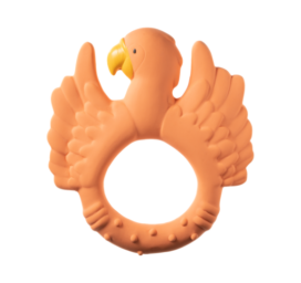 NATRUBA rankų darbo biologiškai skaidus natūralios gumos be cheminių medžiagų kramtukas ir vonios žaislas papūga Oranžinė, 0+ metų