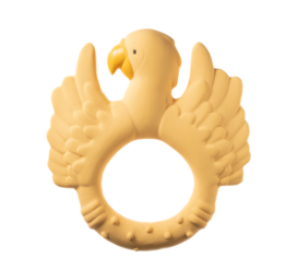 NATRUBA rankų darbo biologiškai skaidus natūralios gumos be cheminių medžiagų kramtuko ir vonios žaislas Papūga Geltona, 0+ metų