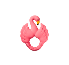 NATRUBA rankų darbo biologiškai skaidomas natūralios gumos žaislas kramtymui ir maudynėm Flamingas Dulksvos Rausvos spalvos, 0+ metų, be chemikalų