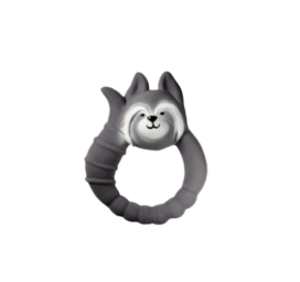 NATRUBA rankų darbo biologiškai skaidus natūralios gumos be cheminių medžiagų kramtymo ir vonios žaislas „Raccoon Dusty Grey”, 0+ metų