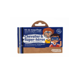 NAMAKI natūralių ingredientų hipoalerginis veido dažų rinkinys su mėlyna, sidabrine ir juoda spalvomis: riteris ir superherojus