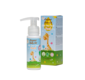 AZETABIO natūralus kūdikių aliejus su minkštinančiu saldžiųjų migdolų aliejumi ir taukmedžio sviestu su persikų kvapu, 50 ml