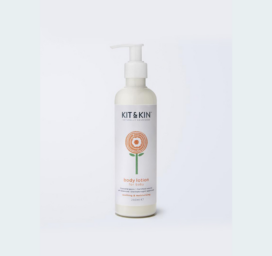 KIT and KIN drėkinamasis ir raminantis natūralus kūno losjonas su sviestmedžio sviestu ir mangų ekstraktu, 250 ml