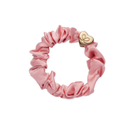 BYELOISE rožinė įdegio aukso širdis blizgančio rožinio šilko plaukų gumytė/apyrankė