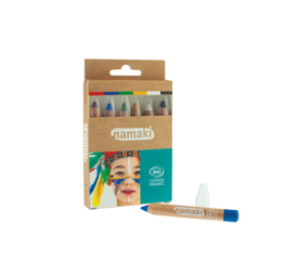 NAMAKI vaivorykštinės 100% natūralios veido dažų pieštukai vaikams, rinkinys iš 6 vnt.