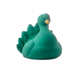 NATRUBA rankų darbo biologiškai skaidomas natūralaus kaučiuko chemikalų neturintis kramtukas ir maudymosi žaislas žalias plūduriuojantis povo formos, nuo 0+ metų