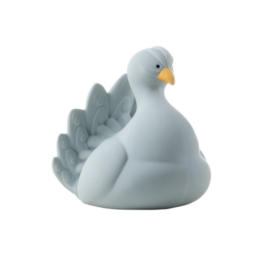 NATRUBA rankų darbo biologiškai skaidus natūralios gumos be cheminių medžiagų kramtukas ir vonios žaislas šviesiai pilkšvai mėlynos spalvos Plaukiojantis povai, nuo 0 metų