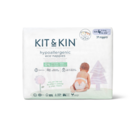 KIT and KIN hipoalerginės latekso ir chloro neturinčios lipnios sauskelnės su tigro ir lapės dizainu, dydis 4 (9-14 kg), 32 vnt.