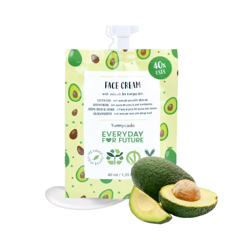 EVERYDAY FOR FUTURE Yummycado drėkinamasis ir maitinamasis veido kremas su sviestmedžių aliejumi ir avokadu, 40 ml