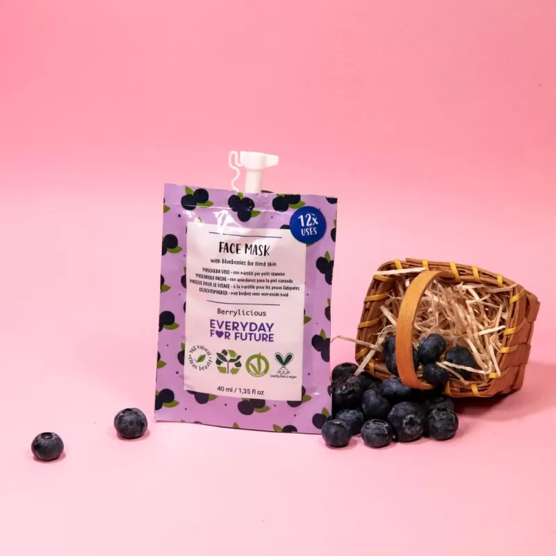 EVERYDAY FOR FUTURE odos atgaivinimo veido kaukė "Berrylicious" pavargusiai ir senstančiai odai su saulėgrąžų sėklų, ricinos bei mėlynių lapų ekstraktu, 40 ml - Image 2