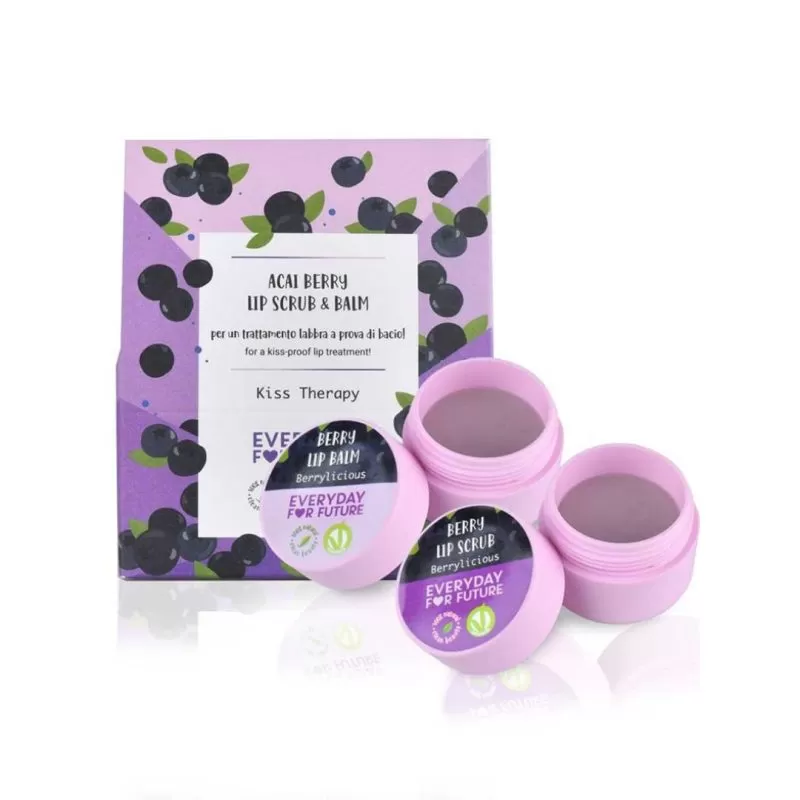 EVERYDAY FOR FUTURE lūpų priežiūros rinkinys: lūpų balzamas + lūpų šveitiklis su acai uogomis, 2*9.5 gr - Image 4