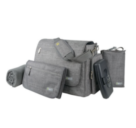 BBLÜV Ültra vystyklų krepšys su pervystymo kilimėliu, antklode ir kitais priedais, spalva Heather Grey