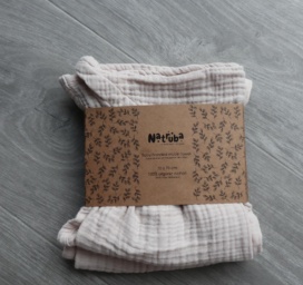 NATRUBA 4 sluoksnių organinės medvilnės itin minkštas chalato tipo rankšluostis su gobtuvu, atspalvis KREMAS