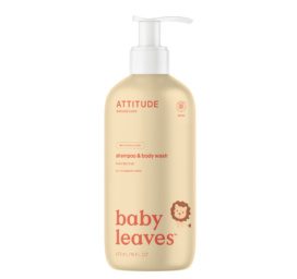 ATTITUDE "Baby Leaves" kriaušių kvapo dviejų funkcijų kūdikių šampūnas ir prausiklis, 473 ml