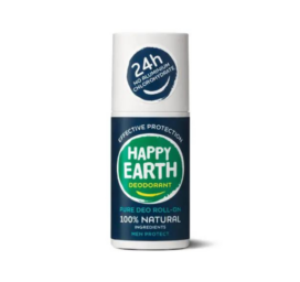 HAPPY EARTH 100% natūralus ir apsauginis vyriškas dezodorantas rutulinis su gaiviu citrinos ir sandalmedžio aromatu, 75 ml