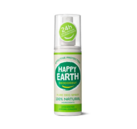 HAPPY EARTH 100% natūralus dezodoranto purškiklis be kvapo, skirtas jautriai odai, 100ml