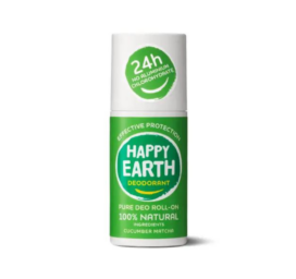 Natūralus HAPPY EARTH 100% dezodorantas rutulio pavidalu su gaivinančiu agurkų ir matcha kvapu, 75 ml