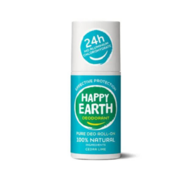 HAPPY EARTH 100% natūralus rutulinis dezodorantas su gaivinančiu laimo ir kedro kvapu, 75 ml
