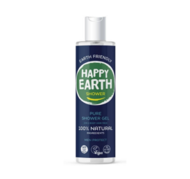 HAPPY EARTH 100% natūralus 3in1 prižiūrintis dušo gelis vyrams su citrinų ir santalmedžio aromatu, 300 ml