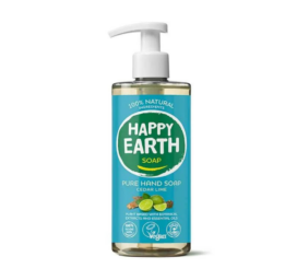 HAPPY EARTH 100% natūralus skystas muilas su gaivinančia laimo ir kedro nata, 300 ml