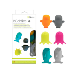 BBLÜV Büddies pelėsiais nedengiantys silikoniniai maudymosi žaislai, purškiantys vandenį, 6 vnt. pakuotėje