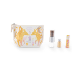 NAMAKI lapės auksinės spindesio pudros, bespalvis perlamutrinis lūpų dažas ir kosmetinė rinkinys AUKSINIS