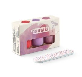 NAMAKI trijų nulupamų nagų lakų ir dildės rinkinys, Amžinos rožės 3*7,5 ml