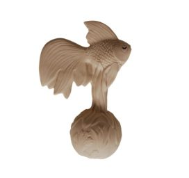 Rankų darbo NATRUBA biologiškai skaidus natūralus guma be cheminių medžiagų kramtukas-barškutis ZLATFISH, nuo 0+ mėnesių