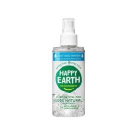 HAPPY EARTH 100% natūralus 6 kartus užpildomas vandeniu bekvapis kristalinis dezodoranto purškalas, 100 ml