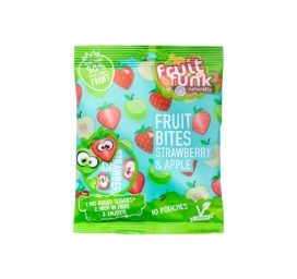 FRUITFUNK braškių ir obuolių užkandžiai, 10 pakuočių, 10x10 g, 100 g