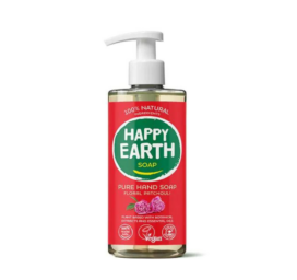 HAPPY EARTH 100% natūralus skystas muilas su gėlių aromatu Patchouli, 300ml