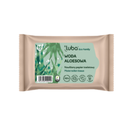 LUBA ECO FAMILY vandenyje tirpi drėgna tualetinio popieriaus servetėlė su alaviju, 50 vnt.