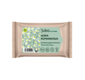 LUBA ECO FAMILY vandenyje tirpstantis drėgnas tualetinis popierius su ramunėlių ekstraktu, 50 vnt