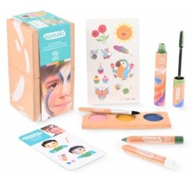NAMAKI vaivorykštės komplektas su tatuiruotėmis, veido dažais, plaukų spalva ir veido pieštukais