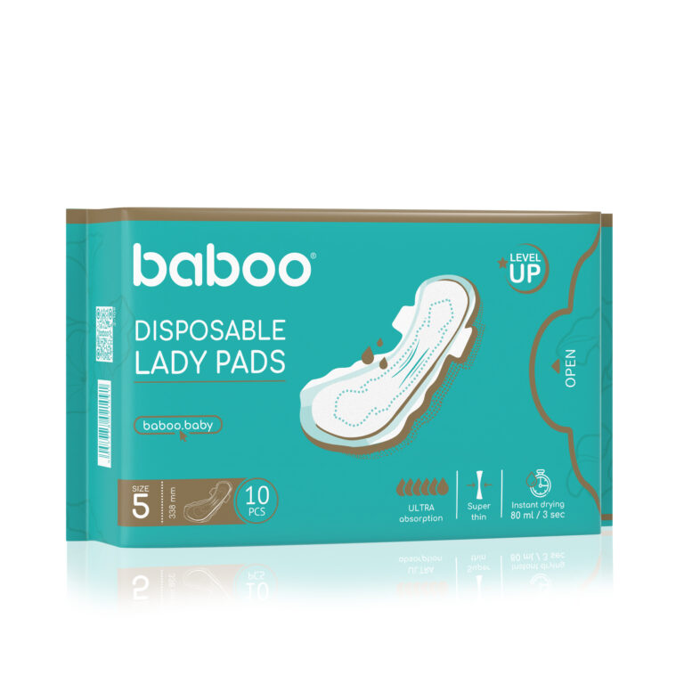 BABOO pogimdyminiai ir didelio sugeriamumo higieniniai įklotai, 5 dydis, 10 vnt.