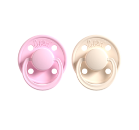 REBAEL Mono natūralaus kaučiuko čiulptukai Sweet Pink / Champagne, dydis nuo 6+ mėnesių, 2 vnt. pakuotėje