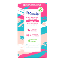 BLONDEPIL Šalto vaško depiliacinės juostelės su kokosų aliejumi kūnui su tropiniu kvapu, 12 vnt