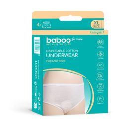 Vienkartinės medvilninės kelnaitės BABOO, dydis XL, 4 vnt.