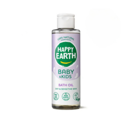 Happy Earth 100% natūralus drėkinamasis vonios aliejus su migdolų, jojobos ir saulėgrąžų aliejais kūdikiams ir vaikams, 150 ml
