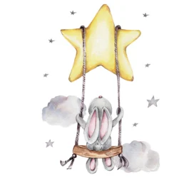 SIPO vaikų kambario sienų lipdukai, kiškis ant sūpynių