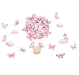 SIPO vaikiški kambario sienų lipdukai, rožiniai drugeliai