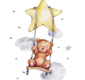 SIPO Vaikų Kambario Sienų Lipdukai, Lokys ant Sūpynių