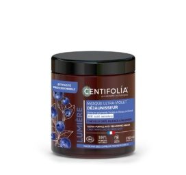 CENTIFOLIA Ultra Violet geltonumą neutralizuojanti plaukų kaukė su ekologiškomis mėlynėmis ir natūraliais pigmentais žiliems ir šviesiems plaukams, 250 ml