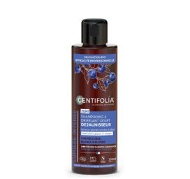 CENTIFOLIA geltonos spalvos neutralizuojantis šampūnas žiliems ir šviesiems plaukams su mėlynėmis, saldžiąja bulve ir azijietišku jazminu, 200 ml