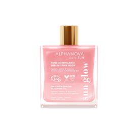ALPHANOVA SUN Spindintis kūno aliejus "Pink Glow" su sviestmedžio aliejumi, avietėmis ir arganu, 50 ml
