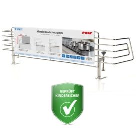 REER universalus nerūdijančio plieno viryklės apsauginis dangtis su spaustukų tvirtinimu vaiko saugumui