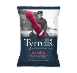 Tyrrell’s bulvių traškučiai su jūros druska ir juodaisiais pipirais, 150 g